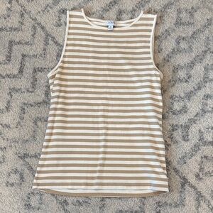 J. Crew Beige and White Striped Tank Top